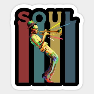 Soul -  Retro design with a jazz trumpet player Sticker